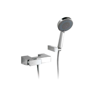 Escuadra Wall-mounted shower mixer in chrome with 1.7 m flexible shower hose, handshower and wall bracket