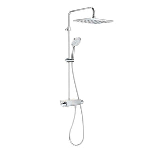 Deck T - SQUARE - Thermostatic shower column with shelf in chrome 554 x 1345 mm