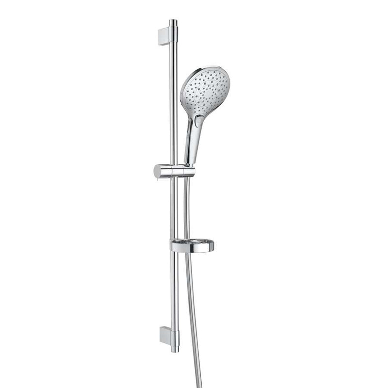 Plenum Shower kit with Plenum Round 3 functions handshower, 800 mm slide bar with adjustable handshower bracket, soap dish and 1.70 m flexible hose