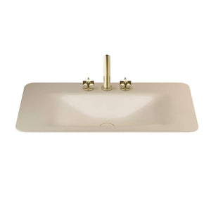 Countertop washbasin L470 x W900 x D210mm in greige with 3 tapholes