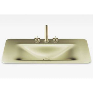 Countertop washbasin L470 x W900 x D210mm in shagreen matt gold with 3 tapholes