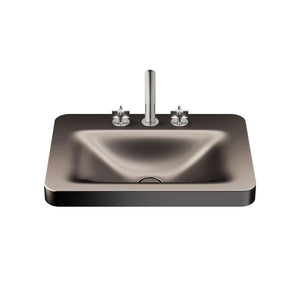 Over countertop washbasin in dark metallic with 3 tapholes