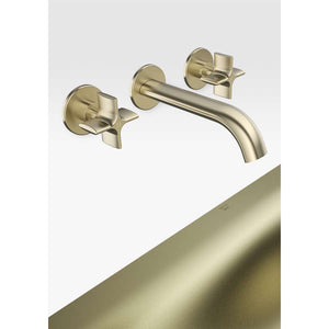 Built-in 3 tapholes basin mixer in greige with central spout