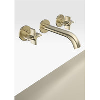 Built-in 3 tapholes basin mixer in greige with central spout