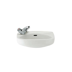 Ibis Compact wall-hung vitreous china basin in white 440 x 310 x 180 mm