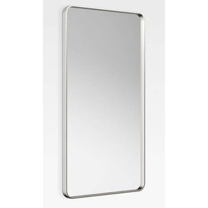 Mirror with metallic frame in brushed steel