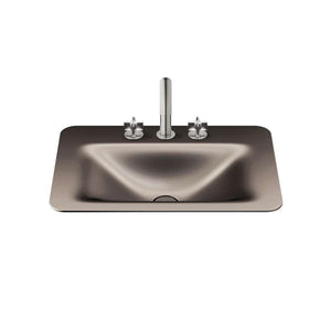 Countertop washbasin in dark metallic with 3 tapholes
