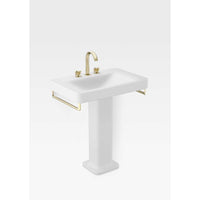 Wall-hung or with pedestal washbasin in off-white with 3 tapholes