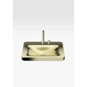 Over countertop washbasin in matte gold with 2 tapholes