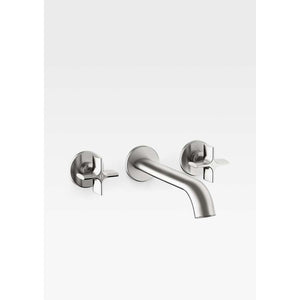 Built-in 3 holes basin mixer 232mm in brushed steel