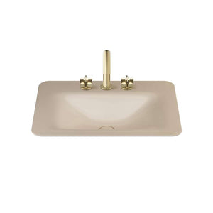 Countertop washbasin in greige with 3 tapholes 660mm