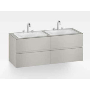 Wall hung furniture 1550mm in off-white for 2 countertop washbasins and deck-mounted basin mixers