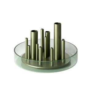 Jaime Hayon - Ikeru Vase - Low - Aluminium/Forest Green Glass