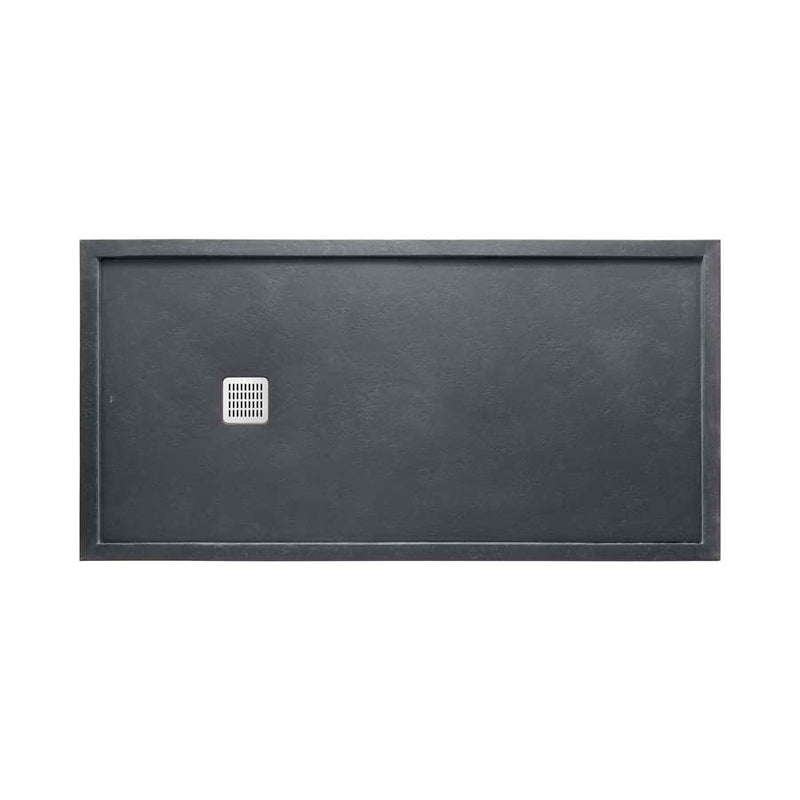 Terran Superslim STONEX® shower tray with frame in slate 1200 x 700 x 38 mm