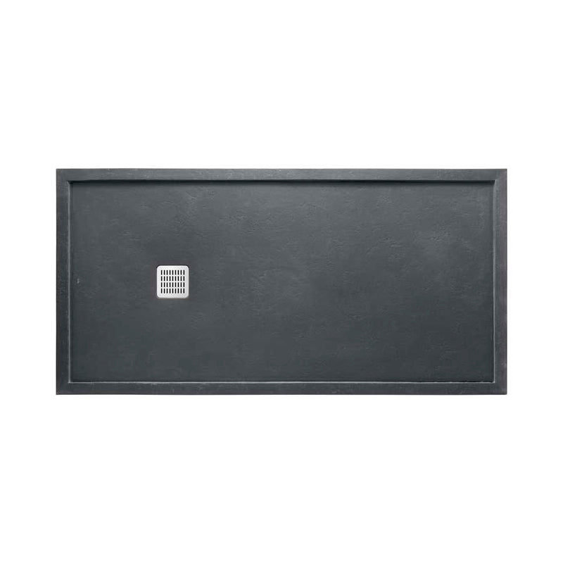 Terran Superslim STONEX? shower tray with frame in slate 1200 x 700 x 38 mm