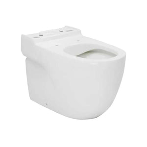 Meridian close coupled rimless dual trap toilet bowl in white