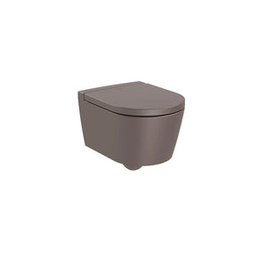Inspira ROUND - Compact vitreous china Rimless wall-hung WC in coffee with horizontal outlet 370 x 480 x 440 mm