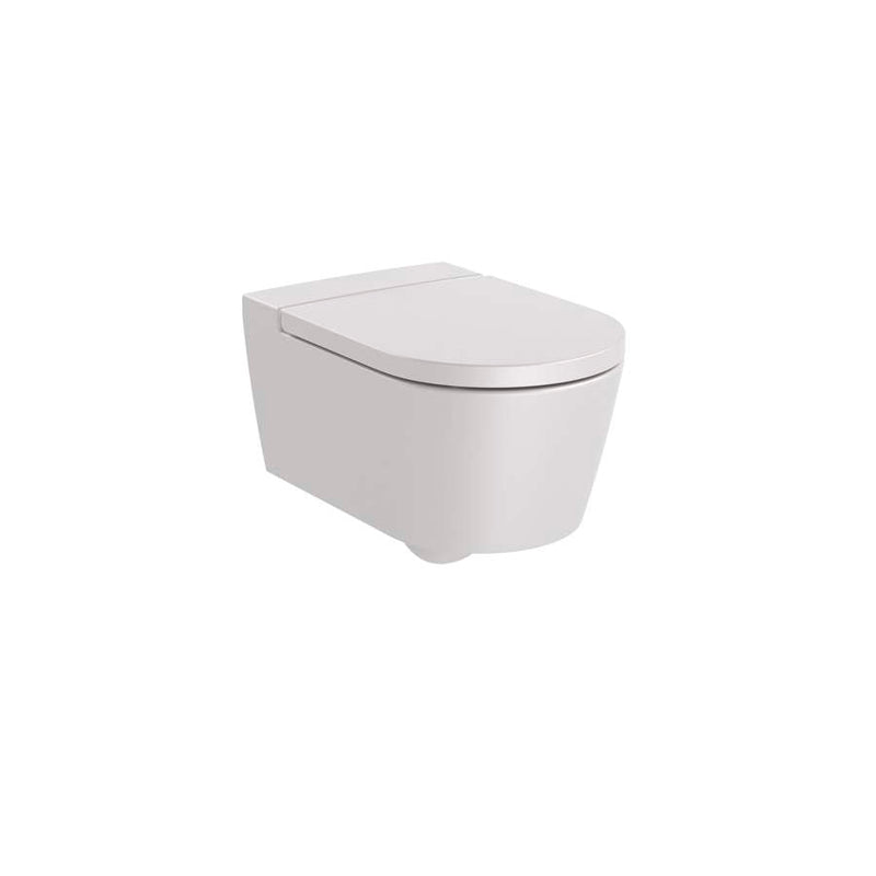 Inspira ROUND - Vitreous china Rimless wall-hung WC with horizontal outlet in pearl 370 x 560 x 440 mm