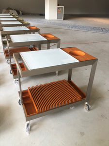 Chef Tino Light Trolley - Orange/Brushed Stainless Steel