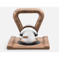 LOVA - Single Kettlebell with a Solid Wood Stand - 4 Kg - Stainless Steel/Natural Walnut