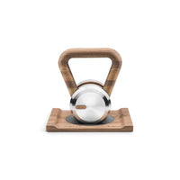 LOVA - Single Kettlebell with a Solid Wood Stand - 8 Kg - Stainless Steel/Natural Walnut