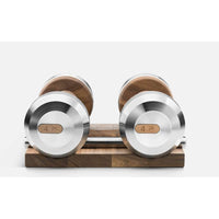 COLMIA - Pair of Dumbbells with a Solid Wood Stand - 4 Kg - Stainless Steel/Natural Walnut