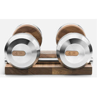 COLMIA - Pair of Dumbbells with a Solid Wood Stand - 8 Kg - Stainless Steel/Natural Walnut
