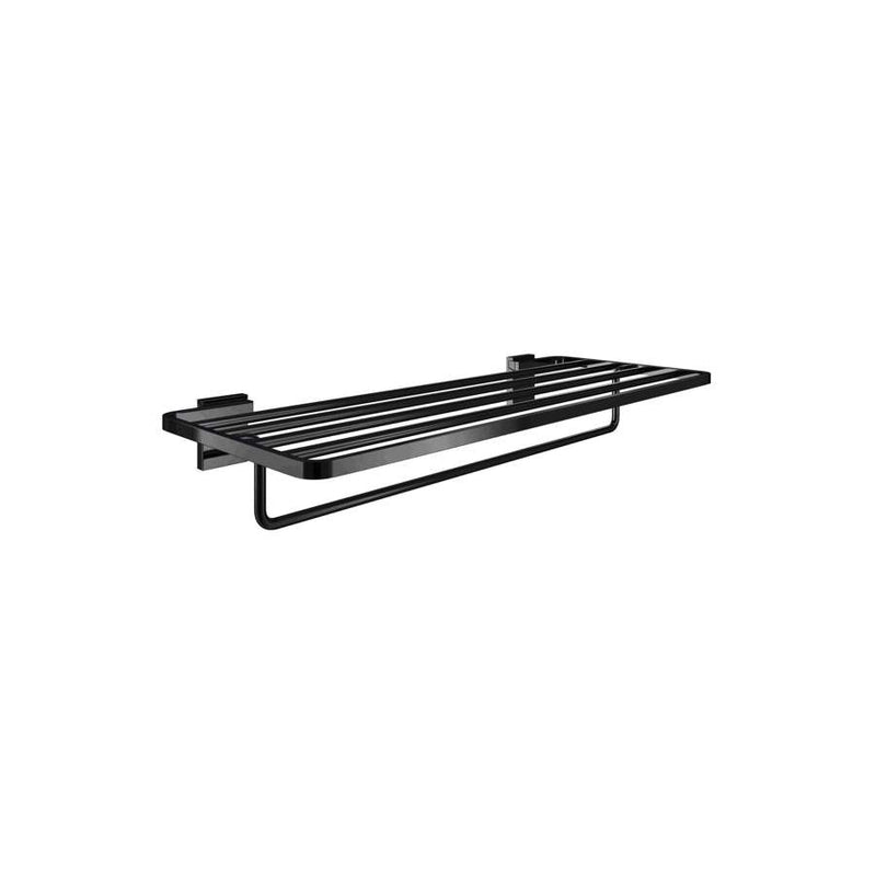 Rubik Towel rack with towel rail in matt black (Can be installed only with screws)