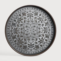 White Marrakesh Wooden tray 480 x 40 mm - Small - Round