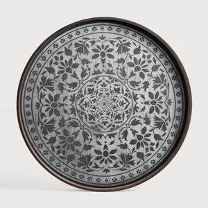 White Marrakesh Wooden tray 480 x 40 mm - Small - Round