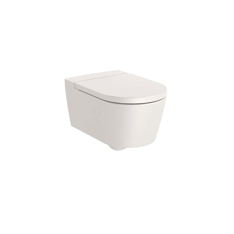 Inspira ROUND - Vitreous china Rimless wall-hung WC with horizontal outlet in beige 370 x 560 x 440 mm