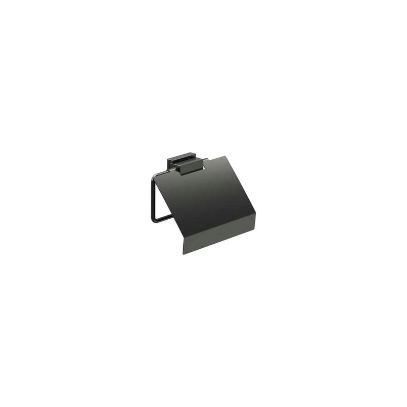 Rubik Toilet roll holder with cover in matt black 125 x 107 x 129 mm (Can be installed with screws or adhesive)