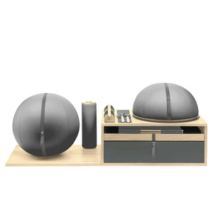 RACKA Fitness Accessory Set - Stainless Steel/Natural Ash/Grey