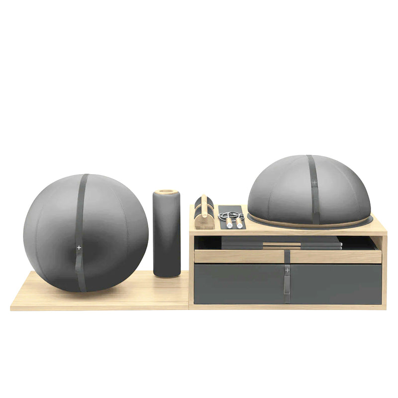 RACKA Fitness Accessory Set - Stainless Steel/Natural Ash/Grey