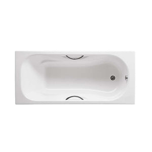 Malibu Rectangular cast iron bath in white with anti-slip base and grips