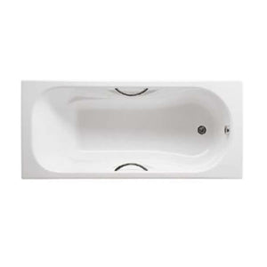 Malibu cast iron bathbub in white with chrome handgrip 1500 x 750 mm