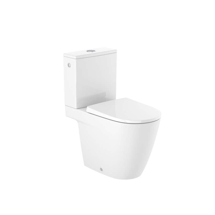Ona Vitreous china close-coupled Rimless WC with dual outlet