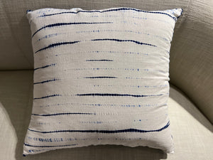 Cotton Linen Cushion Cover - 60 X 60 Cm - Dark Blue / Ivory