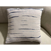 Cotton Linen Cushion Cover - 60 X 60 Cm - Dark Blue / Ivory
