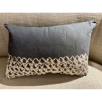 Cotton Linen Cushion Cover - 40 X 60 Cm - Silver Grey / Ivory