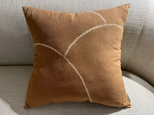 Cotton Linen Cushion Cover - 60 X 60 Cm - Ochre / Ivory