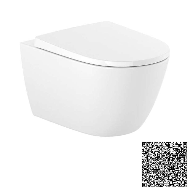 Ona Vitreous china wall-hung Rimless toilet with horizontal outlet 60 x 530 x 290mm