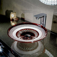 Slavia Crystal SC-WB45D-G01R Dilos slavia crystal wash basin in gaia rubin with waste and mounting disk set