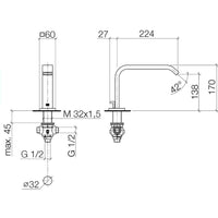 Dornbracht 13.512.670.00 (XS-066787) bath spout with diverter for deck mounting in chrome plated (special  production: without deverter function and with the side parts of 20.713.670.00, with the diverter 29.140670.00 and the hand shower 27.702.980.00)