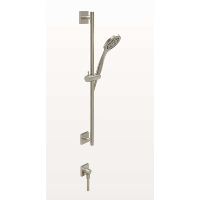 Gessi 59242.149 Rilievo sliding rail in finox with antilimestone handshower, flexible hose and water outlet