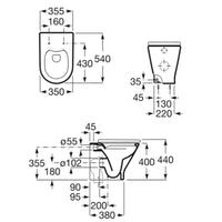 Roca (RC-) A3470N7000 (EU) The Gap round floor standing rimless dual wc bowl 540 mm color: white