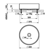 Gessi 316 54601.726 counter top basin 400mm diameter in warm steel brushed PVD