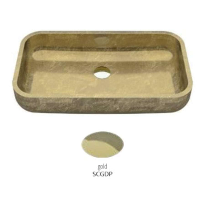 Glass Design Play PLAYFLFO semi-recessed wash basin in gold leaf with waste in gold