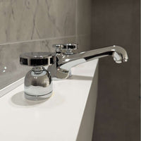 Dornbracht 20700370-00 (XS-027978) Madison Flair Brass Three  Hole Basin Mixer with Custom Tzelan Handles (Hot & Cold) & Tzeland Drain Pull in Polished Chrome