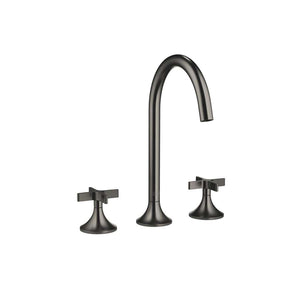 Dornbracht VAIA 20713809-99 Deck-mounted Twin Handle Basin Mixer w/Pop-up Waste in Dark Platinum Matt, GA certificate C20180792
